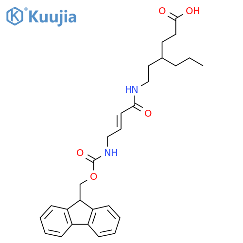 4-{2-4-({(9H-fluoren-9-yl)methoxycarbonyl}amino)but-2-enamidoethyl}heptanoic acid structure