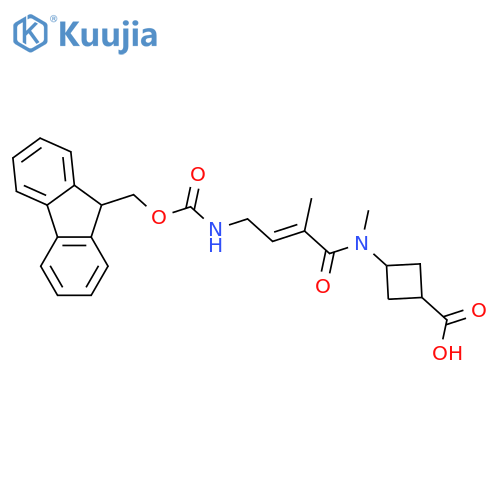 3-4-({(9H-fluoren-9-yl)methoxycarbonyl}amino)-N,2-dimethylbut-2-enamidocyclobutane-1-carboxylic acid structure