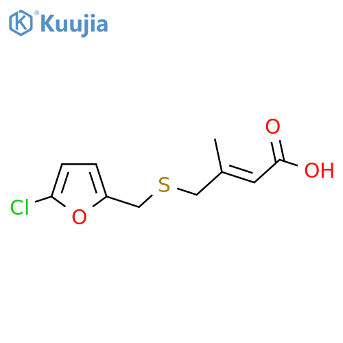 4-{(5-chlorofuran-2-yl)methylsulfanyl}-3-methylbut-2-enoic acid structure
