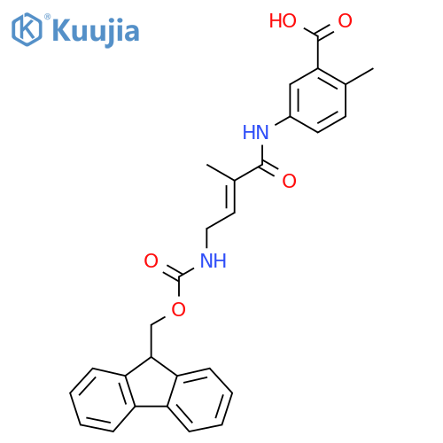 5-4-({(9H-fluoren-9-yl)methoxycarbonyl}amino)-2-methylbut-2-enamido-2-methylbenzoic acid structure