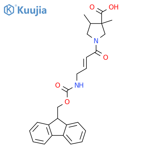 1-4-({(9H-fluoren-9-yl)methoxycarbonyl}amino)but-2-enoyl-3,4-dimethylpyrrolidine-3-carboxylic acid structure