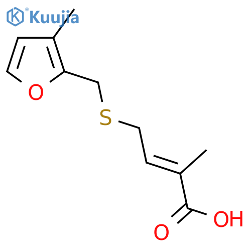 2-methyl-4-{(3-methylfuran-2-yl)methylsulfanyl}but-2-enoic acid structure