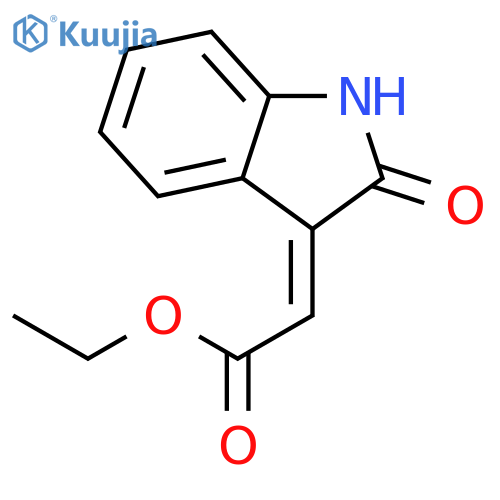 Acetic acid, (1,2-dihydro-2-oxo-3H-indol-3-ylidene)-, ethyl ester structure