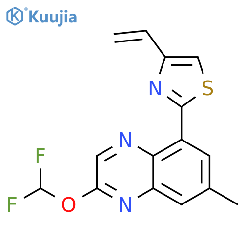 2-[2-(difluoromethoxy)-7-methyl-quinoxalin-5-yl]-4-vinyl-thiazole structure