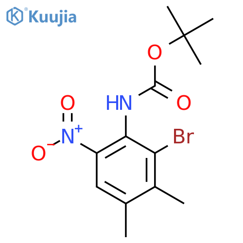 tert-butyl N-(2-bromo-3,4-dimethyl-6-nitrophenyl)carbamate structure