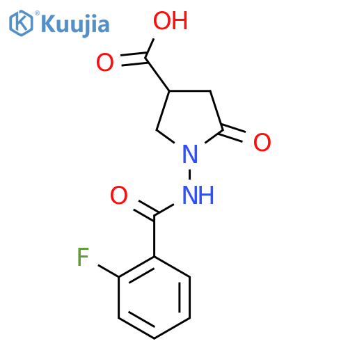 1-(2-Fluorobenzoyl)amino-5-oxopyrrolidine-3-carboxylic acid structure