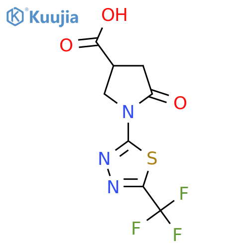 5-Oxo-1-5-(trifluoromethyl)-1,3,4-thiadiazol-2-ylpyrrolidine-3-carboxylic acid structure