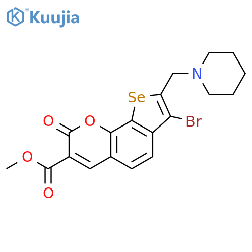 methyl 7-bromo-2-oxo-8-(1-piperidylmethyl)selenopheno[3,2-h]chromene-3-carboxylate structure