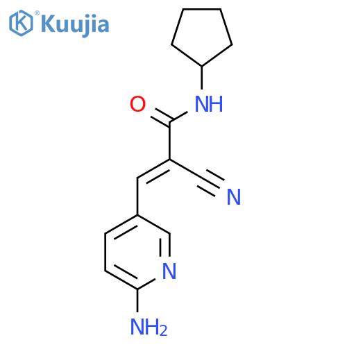 3-(6-aminopyridin-3-yl)-2-cyano-N-cyclopentylprop-2-enamide structure