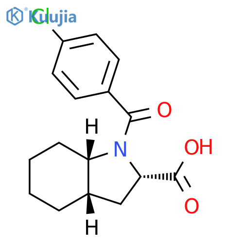 (2S,3aS,7aS)-1-(4-chlorobenzoyl)-octahydro-1H-indole-2-carboxylic acid structure