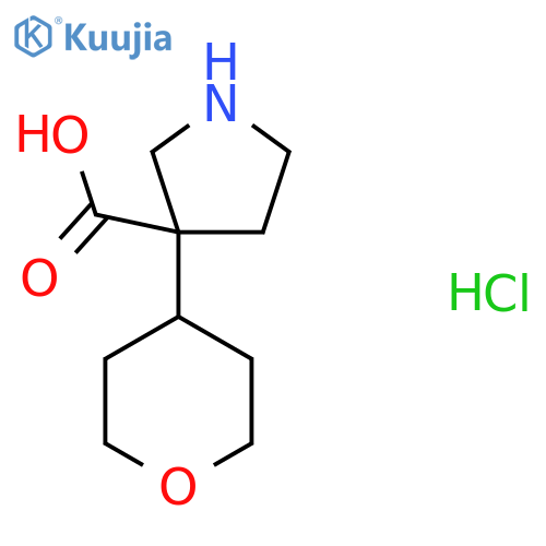 3-(oxan-4-yl)pyrrolidine-3-carboxylic acid hydrochloride structure