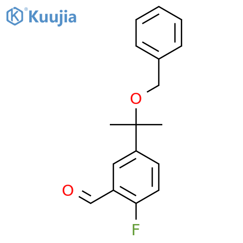 5-2-(benzyloxy)propan-2-yl-2-fluorobenzaldehyde structure