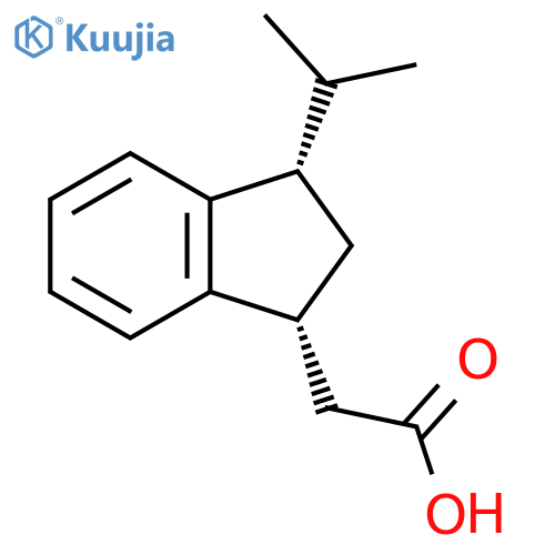 rac-2-(1R,3S)-3-(propan-2-yl)-2,3-dihydro-1H-inden-1-ylacetic acid structure