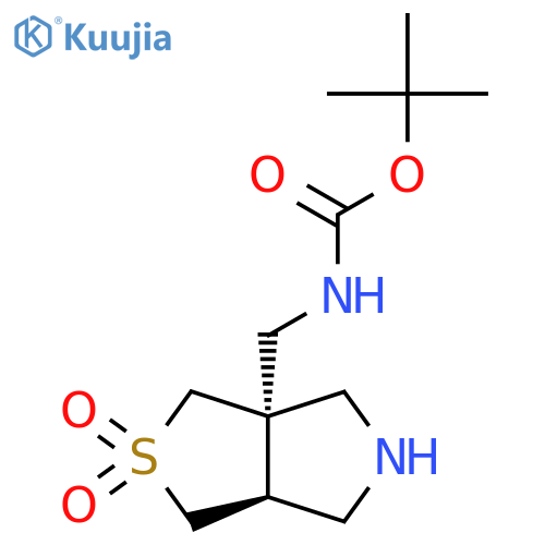 rac-tert-butyl N-{(3aR,6aS)-2,2-dioxo-hexahydro-1H-2lambda6-thieno3,4-cpyrrol-3a-ylmethyl}carbamate structure