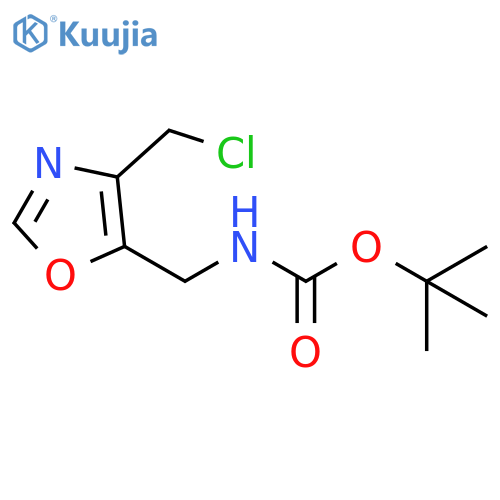 tert-butyl N-{4-(chloromethyl)-1,3-oxazol-5-ylmethyl}carbamate structure