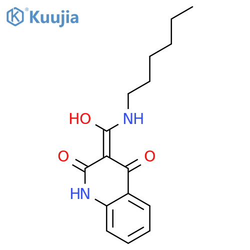 (3E)-3-[(hexylamino)(hydroxy)methylidene]quinoline-2,4(1H,3H)-dione structure