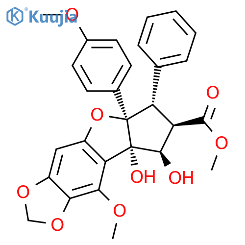 6H-Cyclopenta[4,5]furo[2,3-f]-1,3-benzodioxole-7-carboxylicacid,5a,7,8,8a-tetrahydro-8,8a-dihydroxy-9-methoxy-5a-(4-methoxyphenyl)-6-phenyl-,methyl ester, (5aR,6S,7R,8R,8aS)- structure