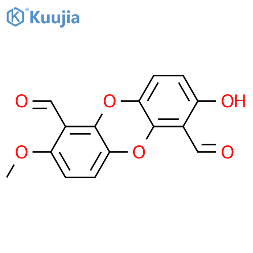 Dibenzo[b,e][1,4]dioxin-1,6-dicarboxaldehyde, 2-hydroxy-7-methoxy- structure