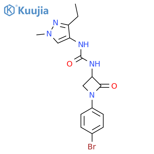 3-[1-(4-bromophenyl)-2-oxoazetidin-3-yl]-1-(3-ethyl-1-methyl-1H-pyrazol-4-yl)urea structure