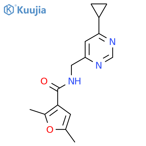 N-[(6-cyclopropylpyrimidin-4-yl)methyl]-2,5-dimethylfuran-3-carboxamide structure