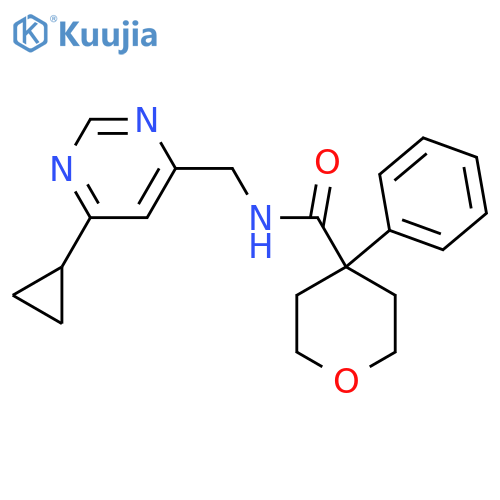 N-[(6-cyclopropylpyrimidin-4-yl)methyl]-4-phenyloxane-4-carboxamide structure