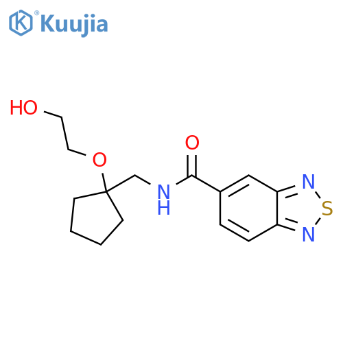 N-{1-(2-hydroxyethoxy)cyclopentylmethyl}-2,1,3-benzothiadiazole-5-carboxamide structure