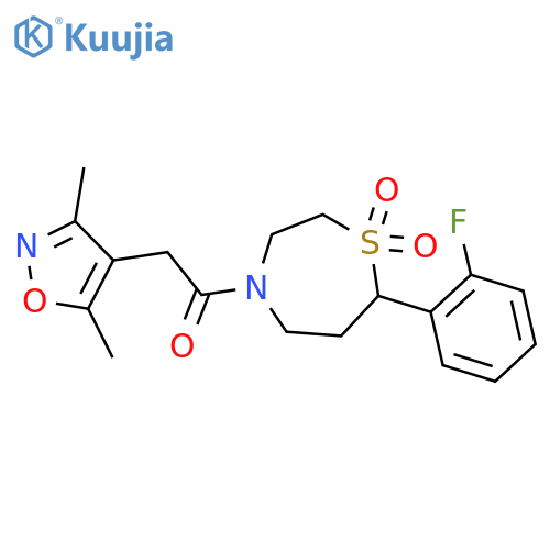 4-[2-(3,5-dimethyl-1,2-oxazol-4-yl)acetyl]-7-(2-fluorophenyl)-1lambda6,4-thiazepane-1,1-dione structure