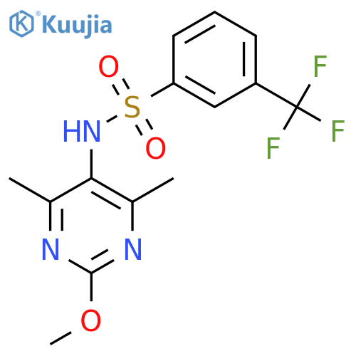 N-(2-methoxy-4,6-dimethylpyrimidin-5-yl)-3-(trifluoromethyl)benzene-1-sulfonamide structure