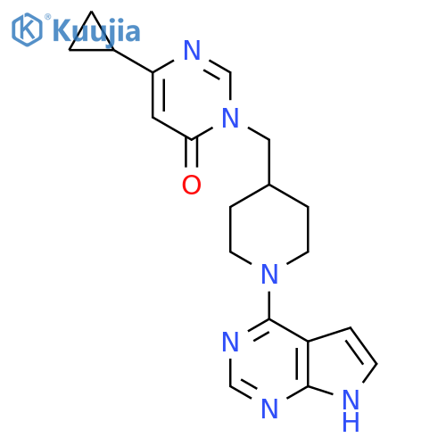 6-cyclopropyl-3-(1-{7H-pyrrolo2,3-dpyrimidin-4-yl}piperidin-4-yl)methyl-3,4-dihydropyrimidin-4-one structure