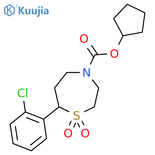 cyclopentyl 7-(2-chlorophenyl)-1,1-dioxo-1lambda6,4-thiazepane-4-carboxylate structure