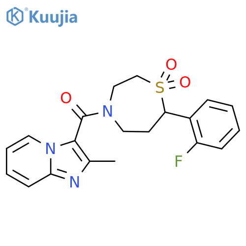 7-(2-fluorophenyl)-4-{2-methylimidazo[1,2-a]pyridine-3-carbonyl}-1lambda6,4-thiazepane-1,1-dione structure