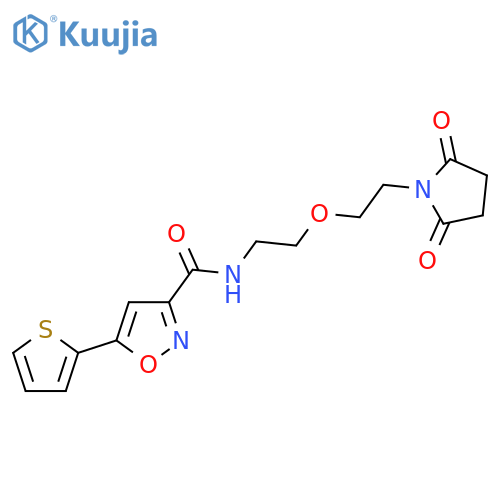 N-{2-2-(2,5-dioxopyrrolidin-1-yl)ethoxyethyl}-5-(thiophen-2-yl)-1,2-oxazole-3-carboxamide structure