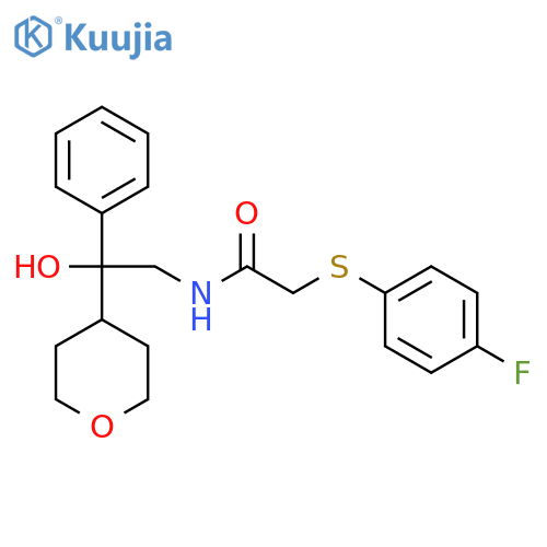 2-[(4-fluorophenyl)sulfanyl]-N-[2-hydroxy-2-(oxan-4-yl)-2-phenylethyl]acetamide structure