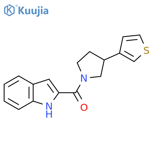 2-[3-(thiophen-3-yl)pyrrolidine-1-carbonyl]-1H-indole structure