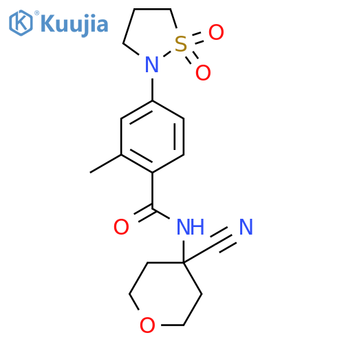 N-(4-Cyanooxan-4-yl)-4-(1,1-dioxo-1,2-thiazolidin-2-yl)-2-methylbenzamide structure
