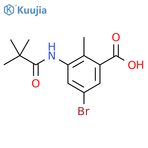 Benzoic acid, 5-bromo-3-[(2,2-dimethyl-1-oxopropyl)amino]-2-methyl- structure