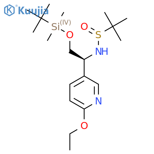 N-((S)-2-((Tert-butyldimethylsilyl)oxy)-1-(6-ethoxypyridin-3-yl)ethyl)-2-methylpropane-2-sulfinamide structure