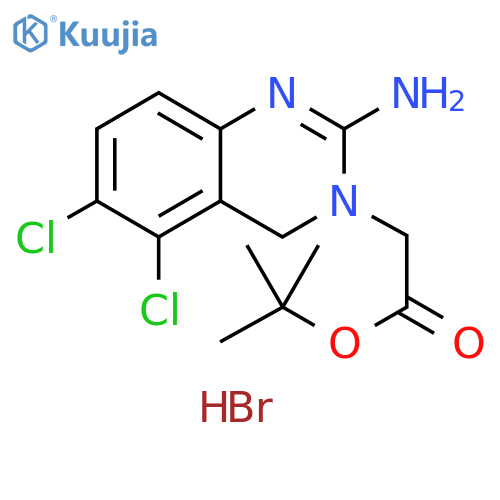 tert-butyl 2-(5,6-dichloro-2-imino-1,2-dihydroquinazolin-3(4H)-yl)acetate hydrobromide structure
