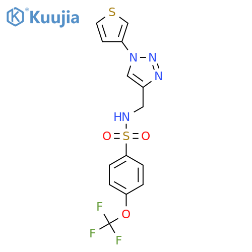 N-{[1-(thiophen-3-yl)-1H-1,2,3-triazol-4-yl]methyl}-4-(trifluoromethoxy)benzene-1-sulfonamide structure