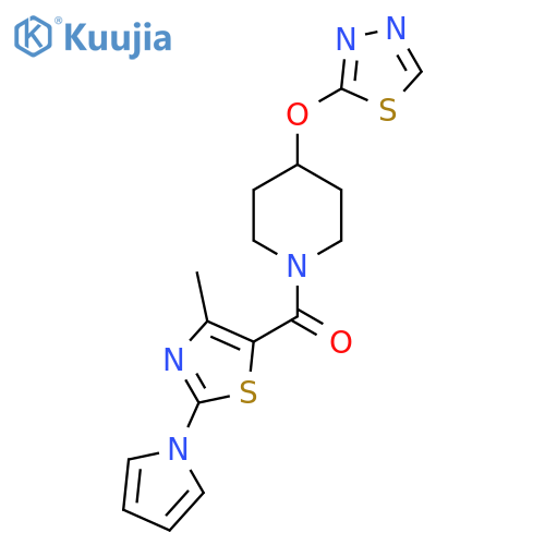 1-4-methyl-2-(1H-pyrrol-1-yl)-1,3-thiazole-5-carbonyl-4-(1,3,4-thiadiazol-2-yloxy)piperidine structure
