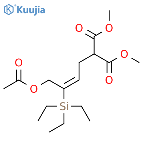Propanedioic acid, 2-[(2E)-4-(acetyloxy)-3-(triethylsilyl)-2-buten-1-yl]-, 1,3-dimethyl ester structure