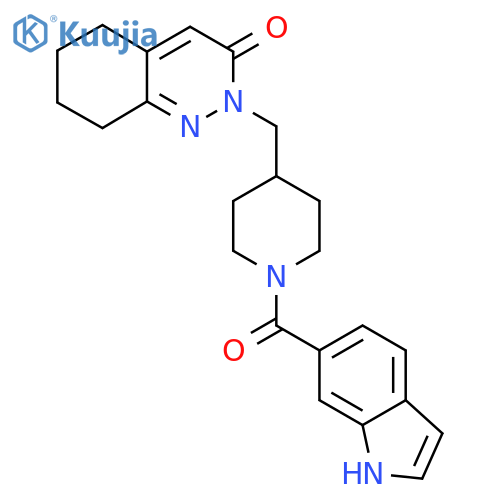 2-{[1-(1H-indole-6-carbonyl)piperidin-4-yl]methyl}-2,3,5,6,7,8-hexahydrocinnolin-3-one structure