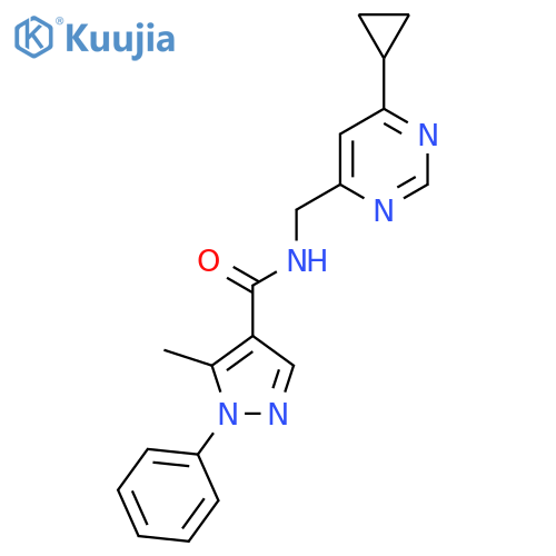 N-[(6-cyclopropylpyrimidin-4-yl)methyl]-5-methyl-1-phenyl-1H-pyrazole-4-carboxamide structure