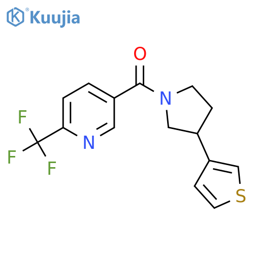 5-[3-(thiophen-3-yl)pyrrolidine-1-carbonyl]-2-(trifluoromethyl)pyridine structure