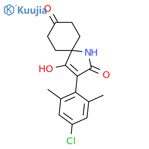 1-Azaspiro[4.5]dec-3-ene-2,8-dione, 3-(4-chloro-2,6-dimethylphenyl)-4-hydroxy-  structure