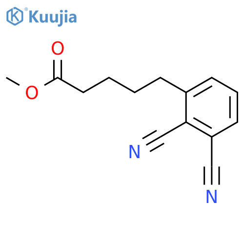 Benzenepentanoic acid, 2,3-dicyano-, methyl ester structure