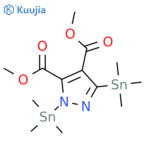 1H-Pyrazole-4,5-dicarboxylicacid, 1,3-bis(trimethylstannyl)-, 4,5-dimethyl ester structure