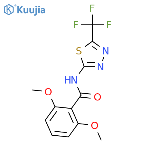 2,6-dimethoxy-N-[5-(trifluoromethyl)-1,3,4-thiadiazol-2-yl]benzamide structure