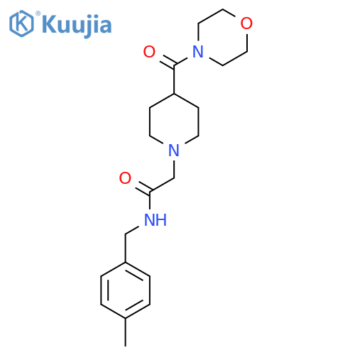 N-[(4-methylphenyl)methyl]-2-[4-(morpholine-4-carbonyl)piperidin-1-yl]acetamide structure