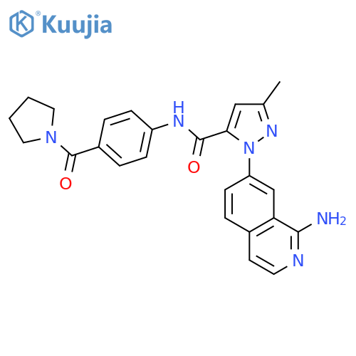 1H-Pyrazole-5-carboxamide,1-(1-amino-7-isoquinolinyl)-3-methyl-N-[4-(1-pyrrolidinylcarbonyl)phenyl]- structure